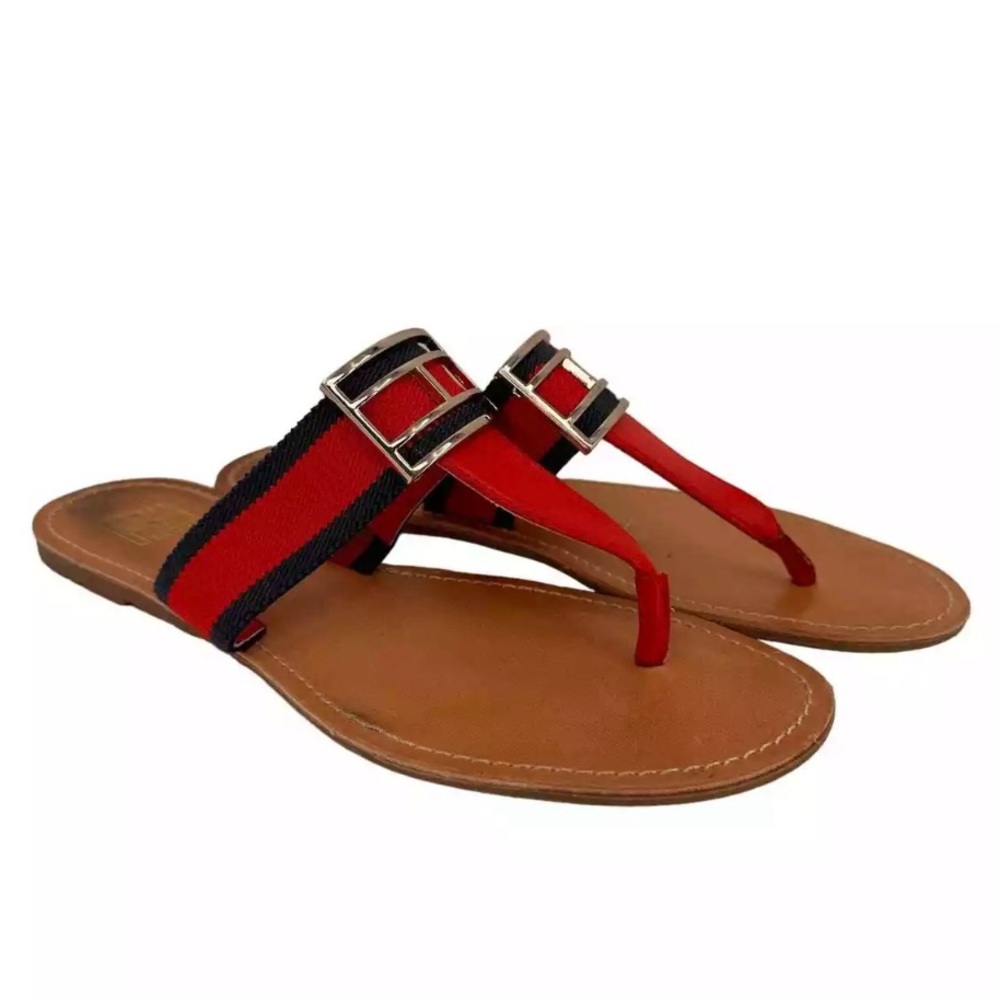 Tommy Hilfiger Red and Blue Flip Flops